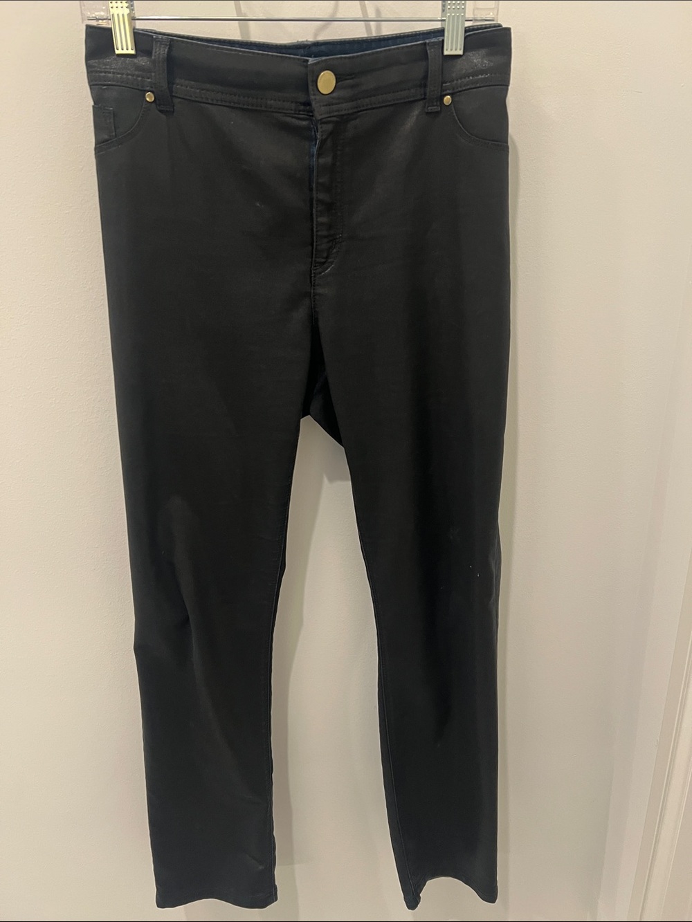 Chico's Platinum Black Denim Coated Jeans